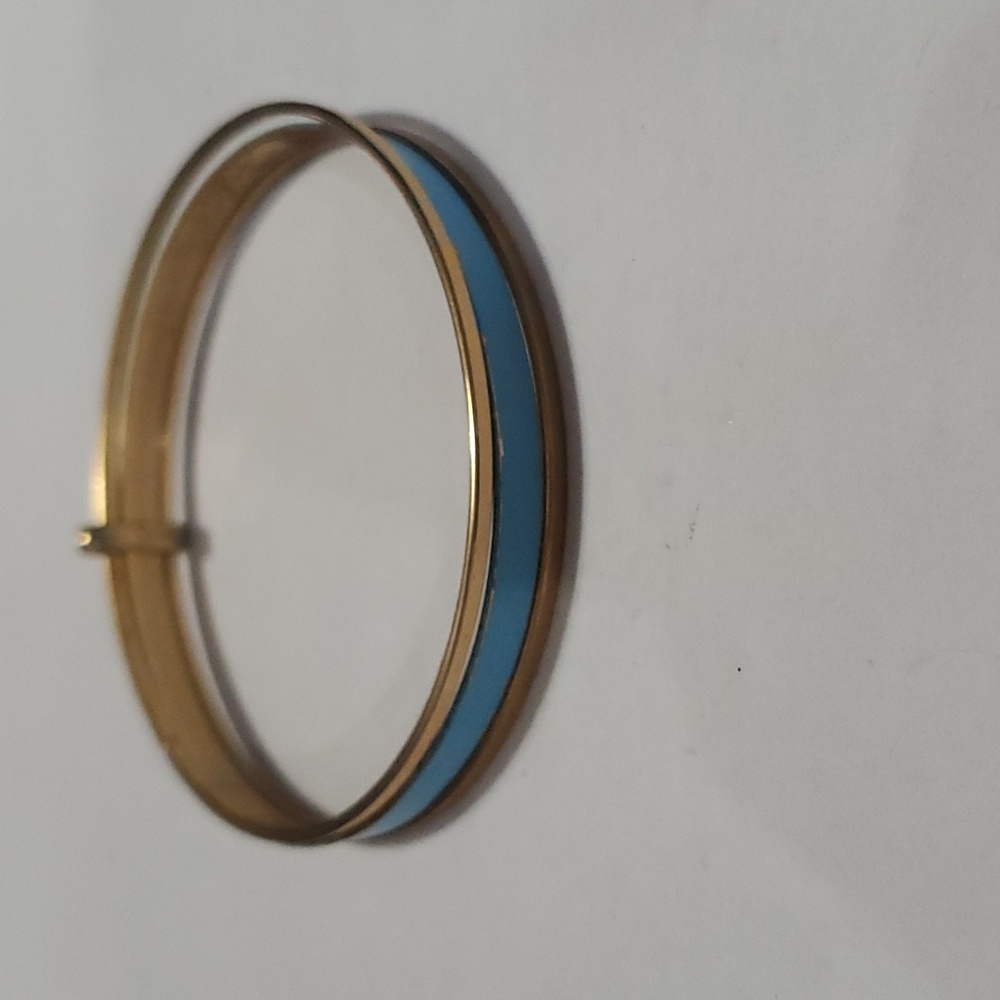 Teal and gold attached dangle bracelets